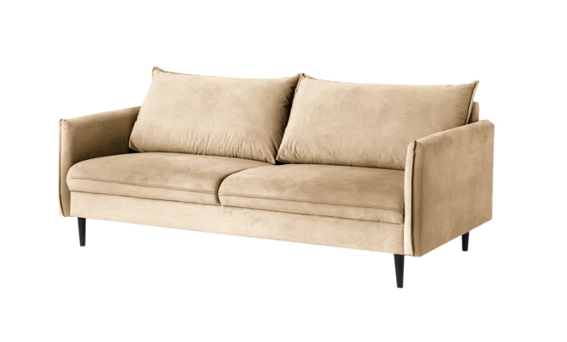 Ropez Juli sofa 3 osobowa wysokie nogi tkanina plusz beż