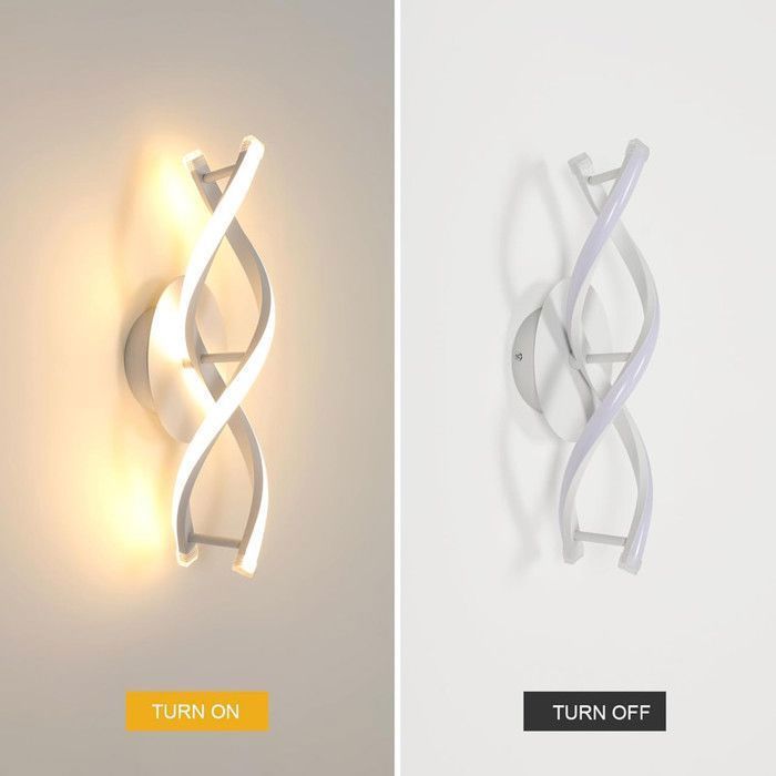 DORLINK Binnenwandlamp, LED-wandlamp 16W warm licht 3000K, gebogen design, wandlamp voor slaapkamer en woonkamer
