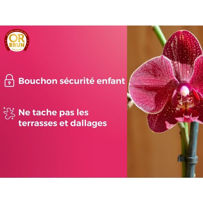 OR BRUN Orchid Fertilizer - 250ml - Improves & promotes growth - Made in France OBRECLORCH250