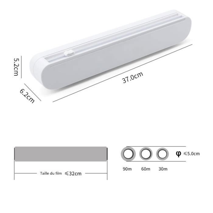Stretchable Food Wrap Dispenser, Aluminum Foil Cutter, ABS Paper, Kitchen Tools, 37 * 6.2 * 5.2 cm