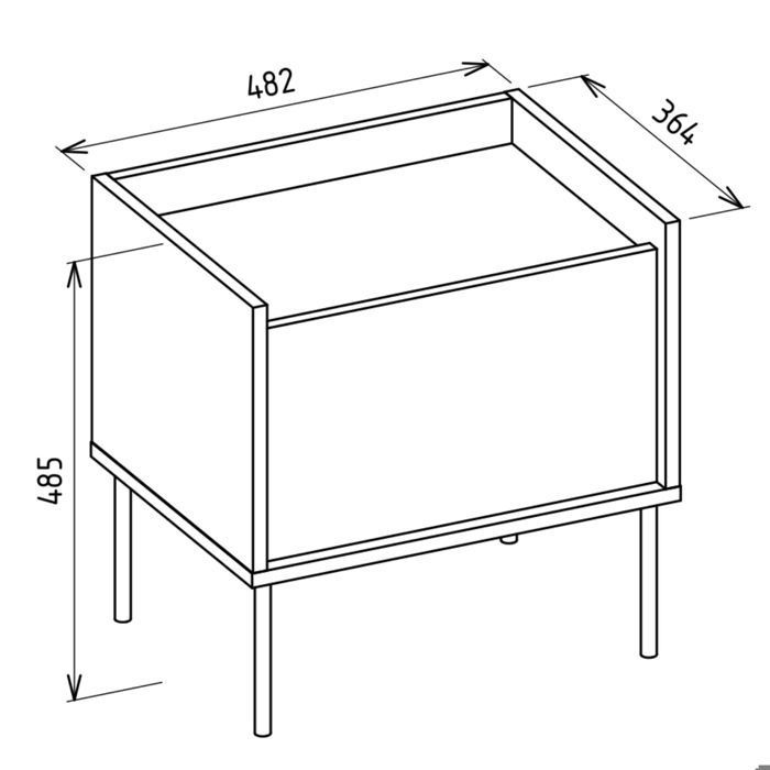 Mesita de noche con 1 puerta – TOVI – cachemir/roble Lindberg – 50 cm