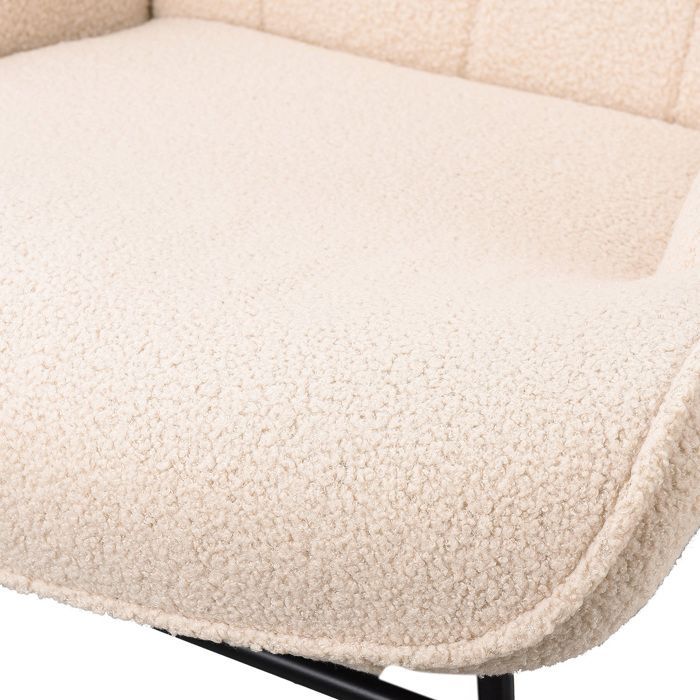 Schommelstoel, houten schommelstoel voor buiten met rugleuning, voedingsstoel, teddyfluweel, beige