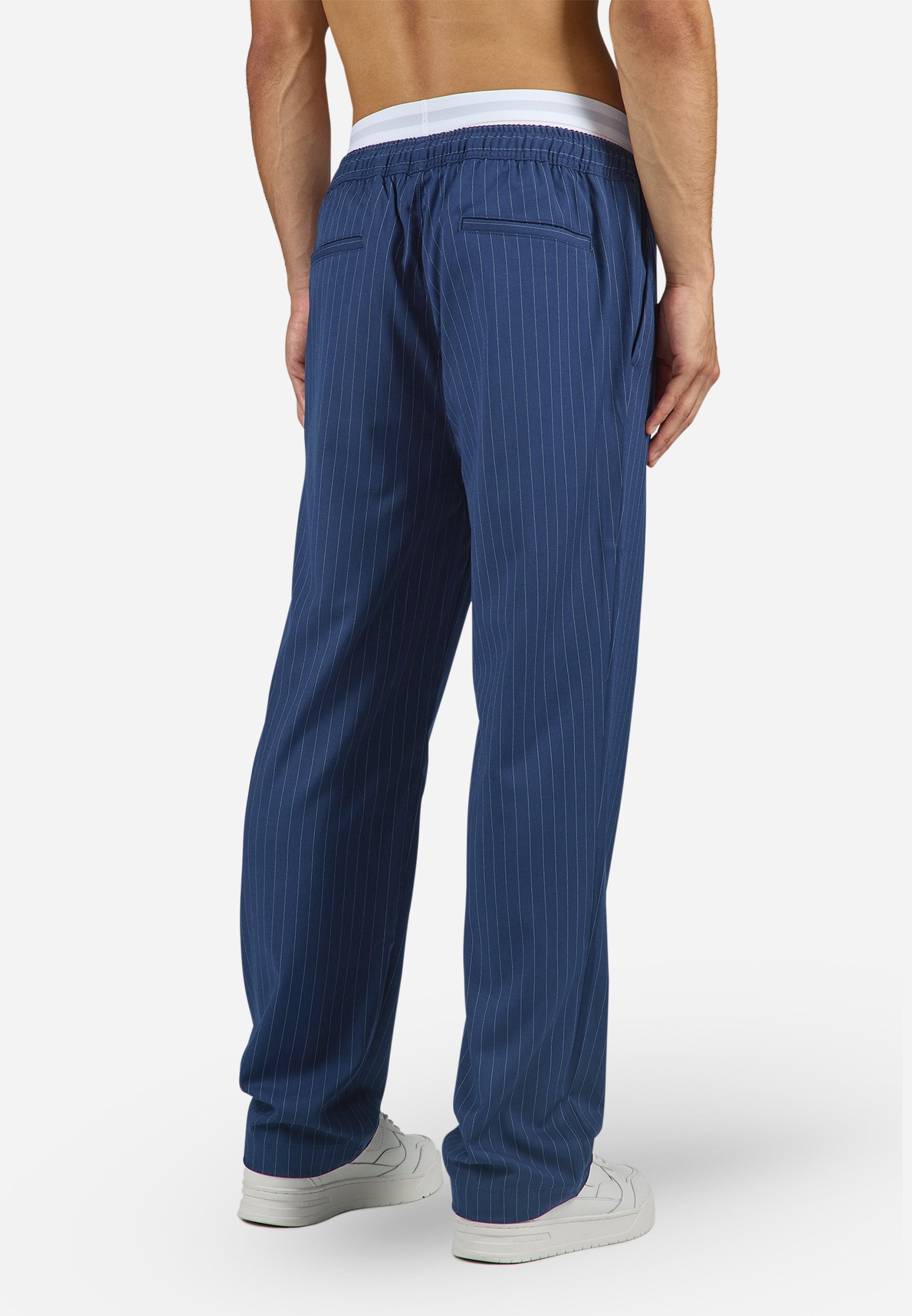 Pantaloni eleganti Pegador PIKAL REGULAR - Pantaloni - blu indaco/bianco