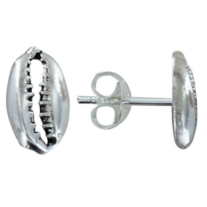 Earrings - Les Poulettes Bijoux - Silver - Cowrie Shell - One Size - 925/1000