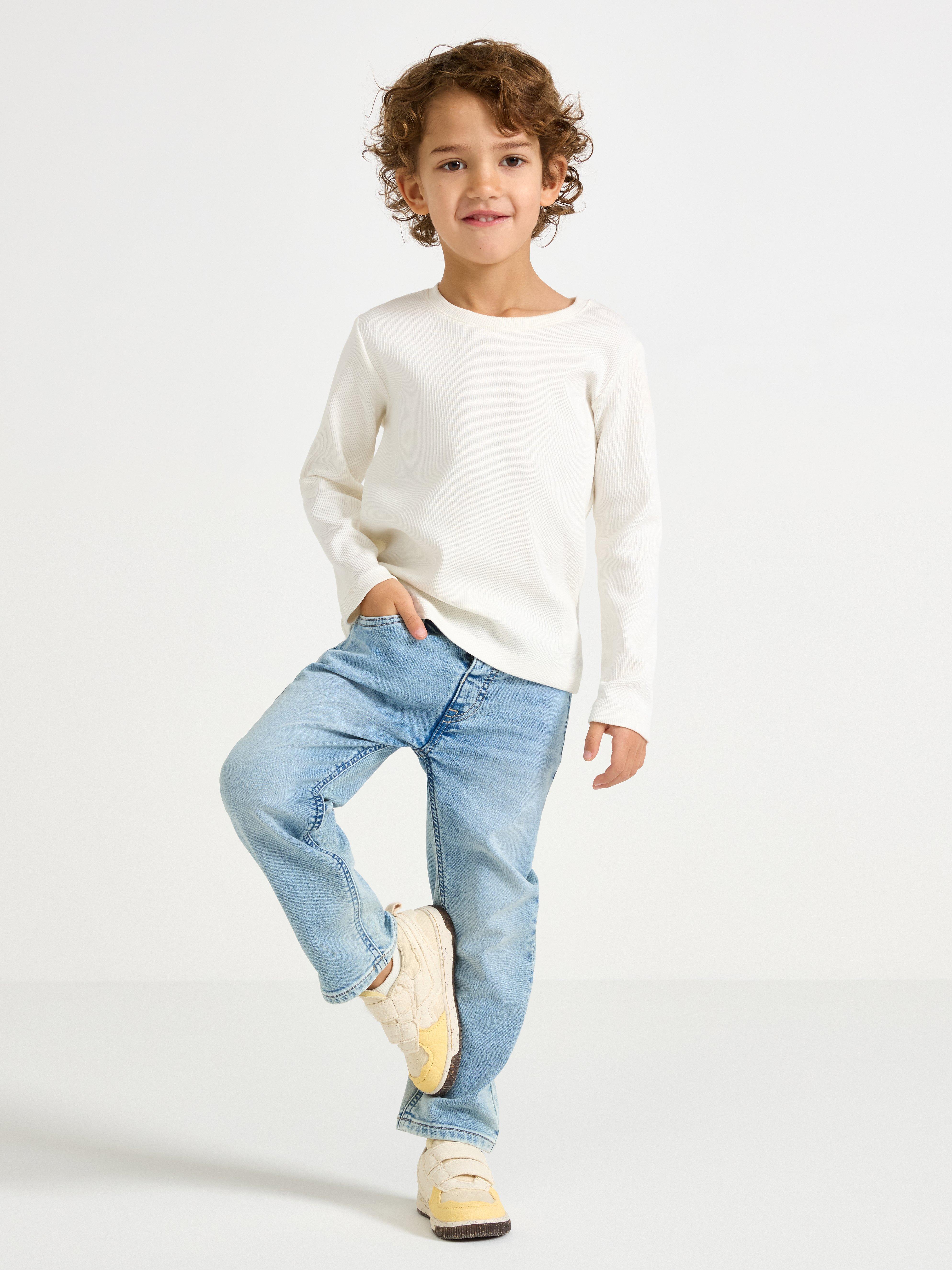 STAFFAN Jeans de pierna recta en denimtrikå Denim claro