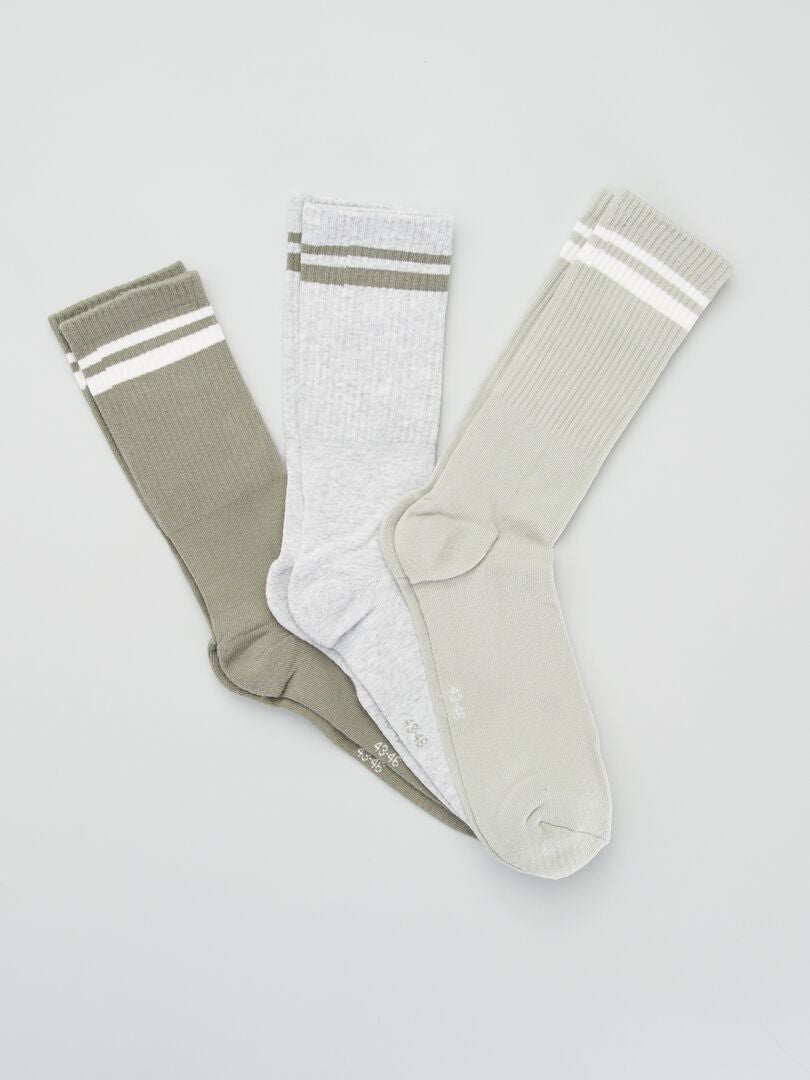 Conjunto de 3 pares de meias caneladas - AZUL