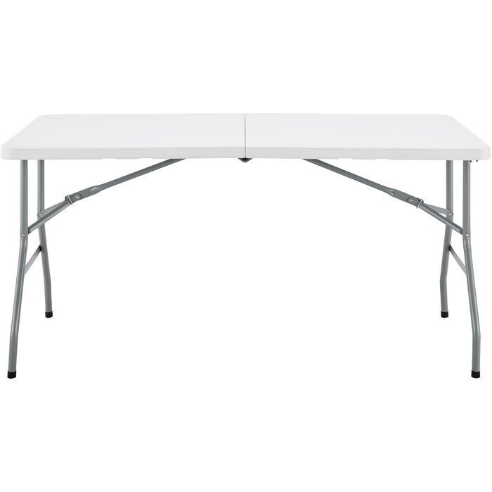 Mesa de recepción plegable - TERRANOVA - Blanca - Estructura de acero y tablero de polietileno HDPE - 6 personas - 152 x 70 x 73,5 cm