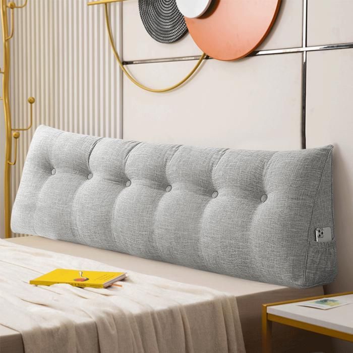 Almofada de leitura grande MIPAN - 180 cm - Almofada grande e comprida para sofá - Para sofá, encosto, cama, leitura - Cinza claro