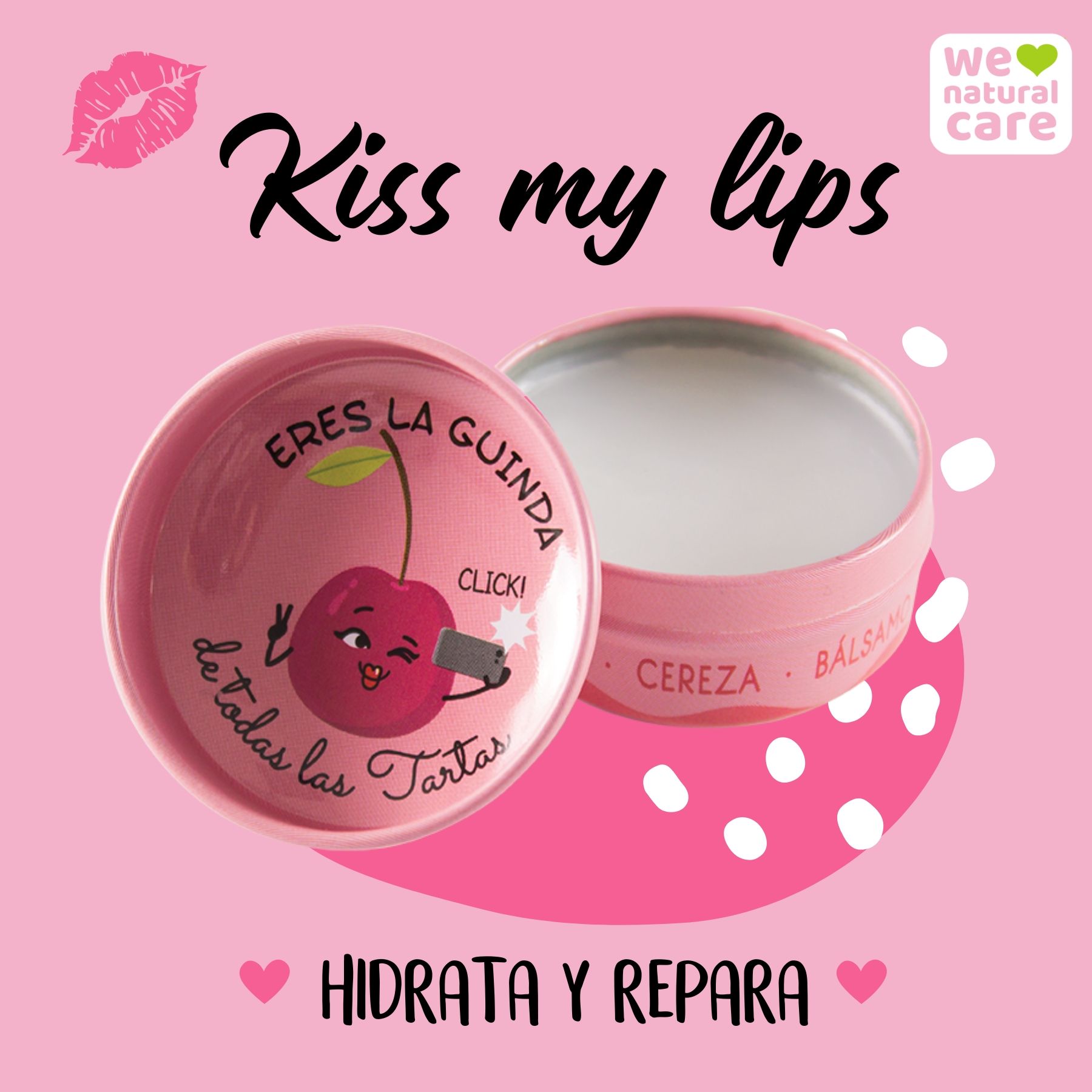 „Kiss My Lips“ vyšnių skonio lūpų balzamas Lūpų balzamai, drėkikliai ir priežiūros priemonės