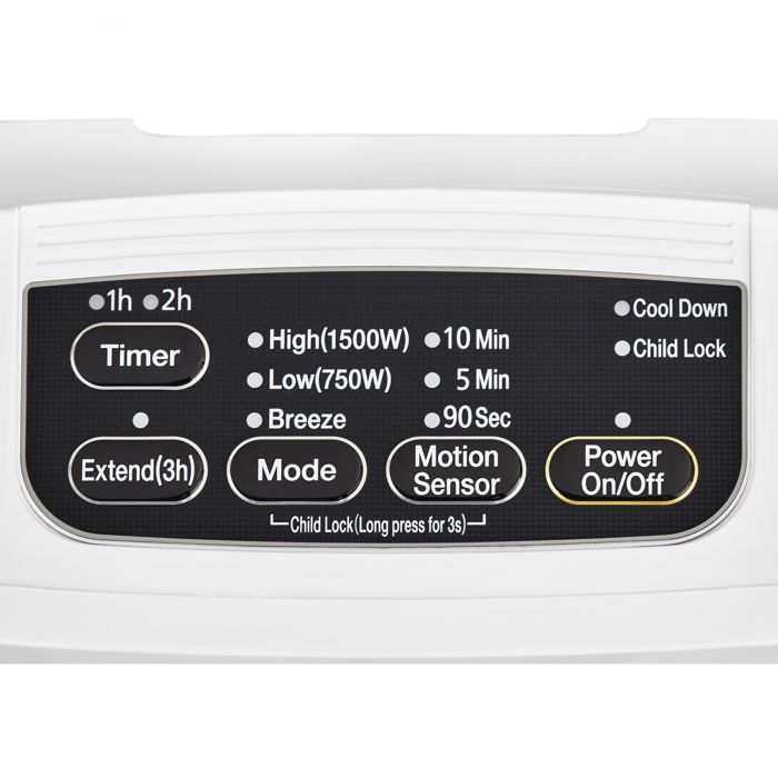 Iris Ohyama, Calefactor portátil compacto con sensor de movimiento, alcance de 90 cm, 1500 W, Blanco