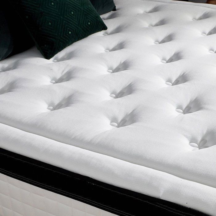 Colchón y base de cama COMFORT DESIGN Quatuor 140 x 190 cm - 30 cm de grosor - 4 tecnologías - Muelles/Vesmooth/Látex/HR - Fabricado en Francia