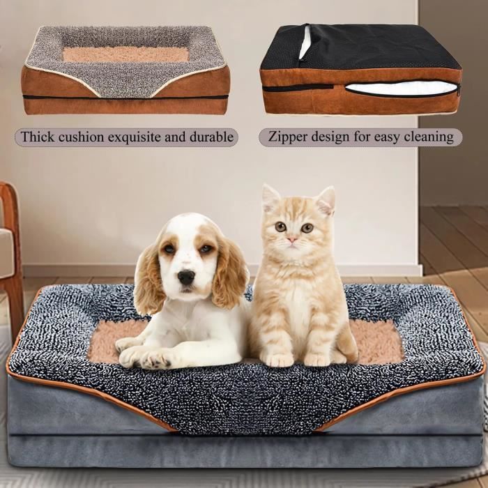 Sofá cama ortopédico para perros – espuma viscoelástica, funda lavable, antideslizante – 100×60×16 cm (gris)