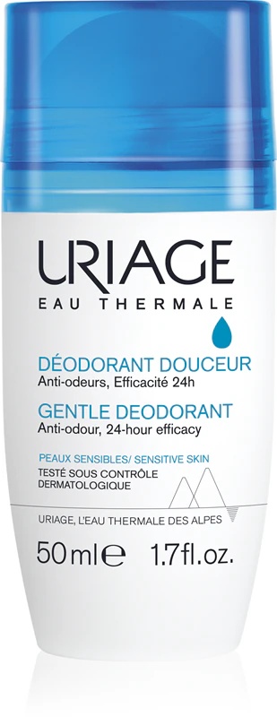 Uriage Hygiène švelnus rutulinis dezodorantas be aliuminio.