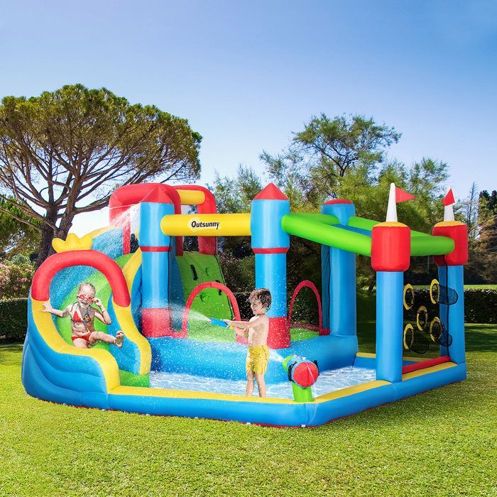 Outsunny - Opblaasbaar kasteel - Polyester - 390x300x197cm - Meerkleurig