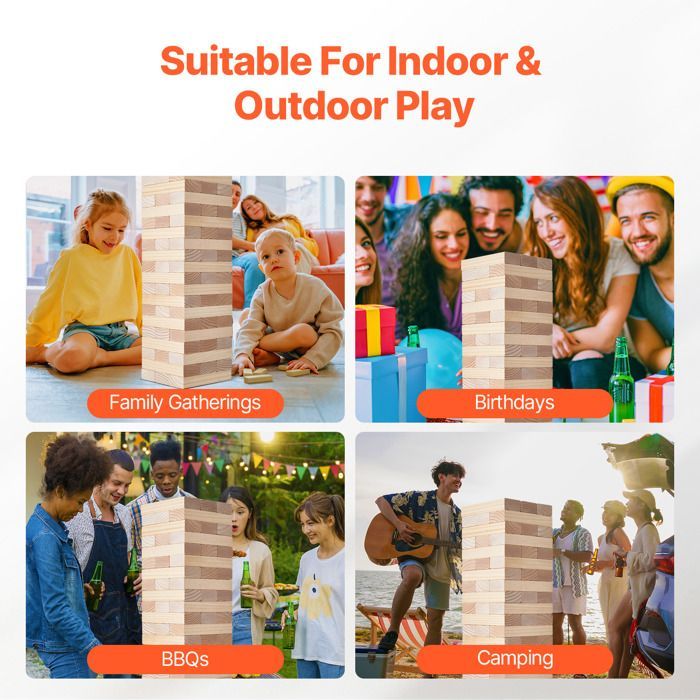 Wooden Rocking Toy - DUOKU - Giant Tower - 60 Blocks - For Children Ages 3 to 10 - Indoor