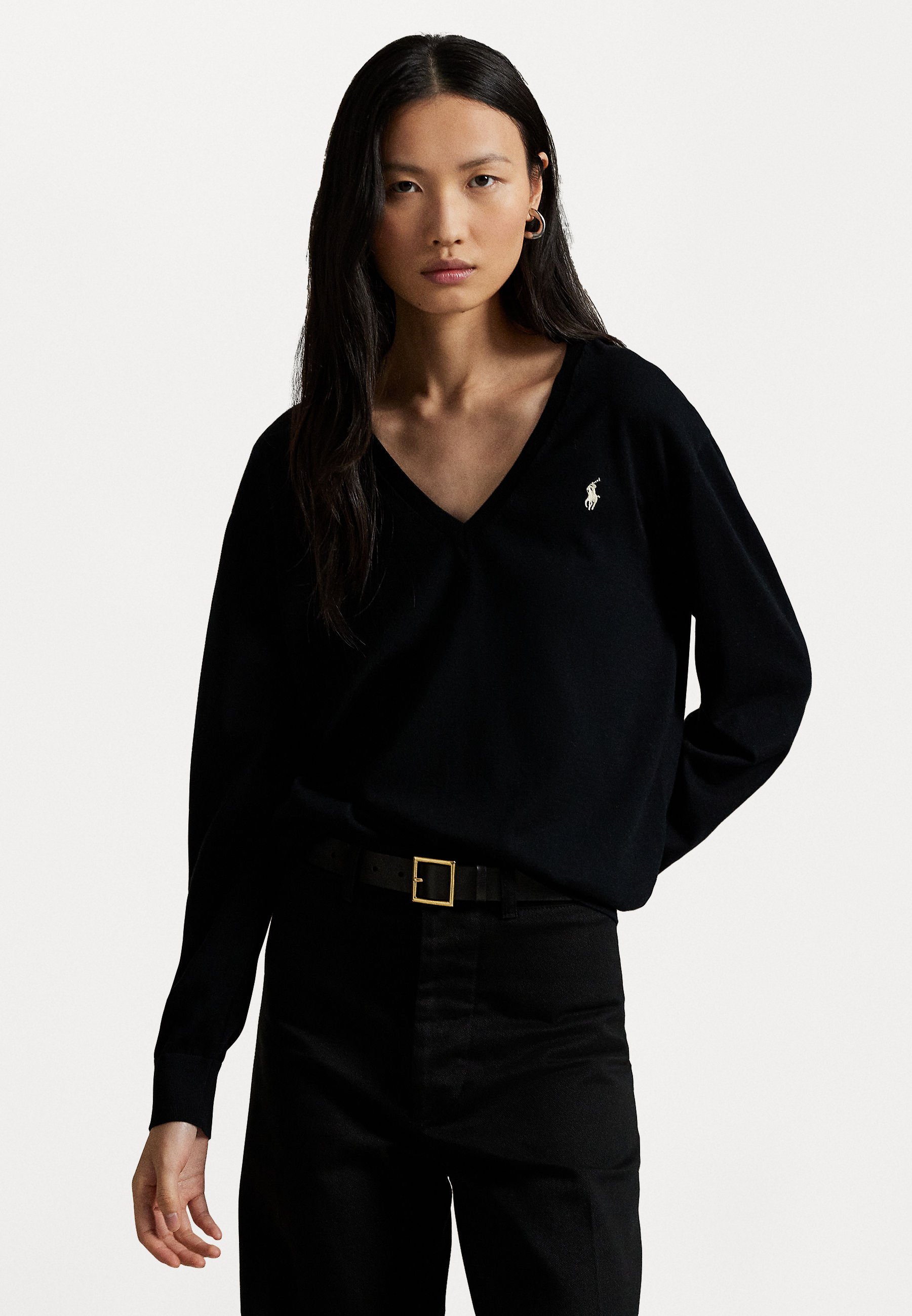 Polo Ralph Lauren COTTON V-NECK SWEATER - Jumper - black
