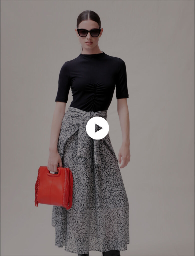 Lange jurk met bloemen - Zwart/Wit