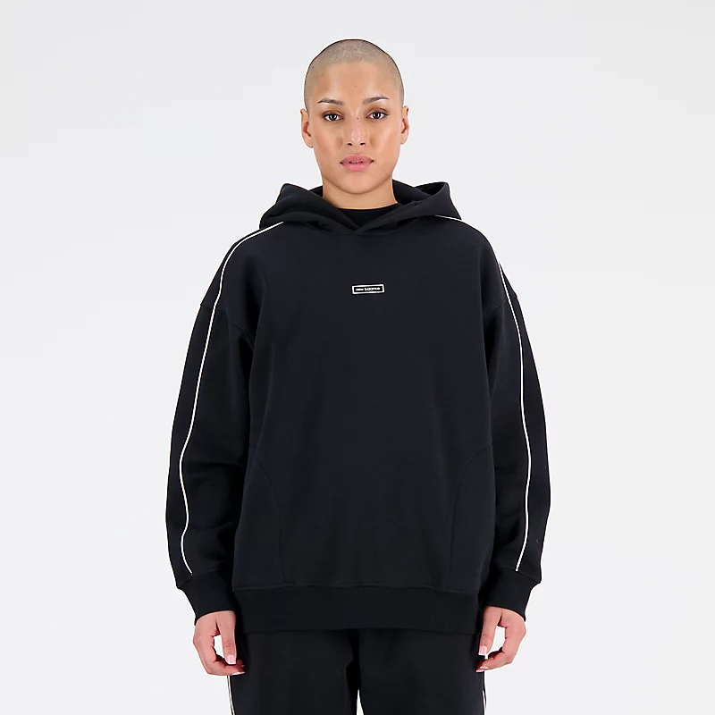 Moletom oversized com capuz e interior escovado Femme Essentials - PRETO
