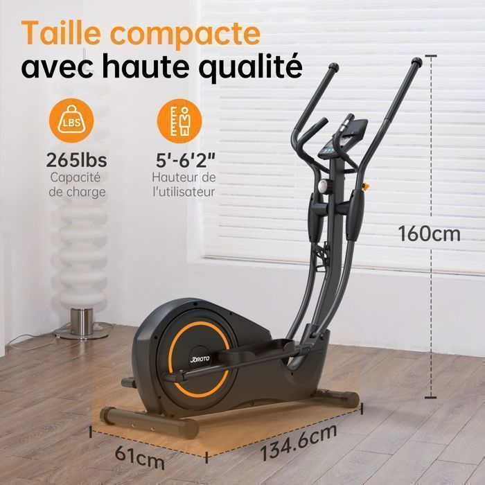 Vélo elliptique - JOROTO - YED40 - Pliable - 8 niveaux résistance magnétique - Roulette d'inertie 7 kg