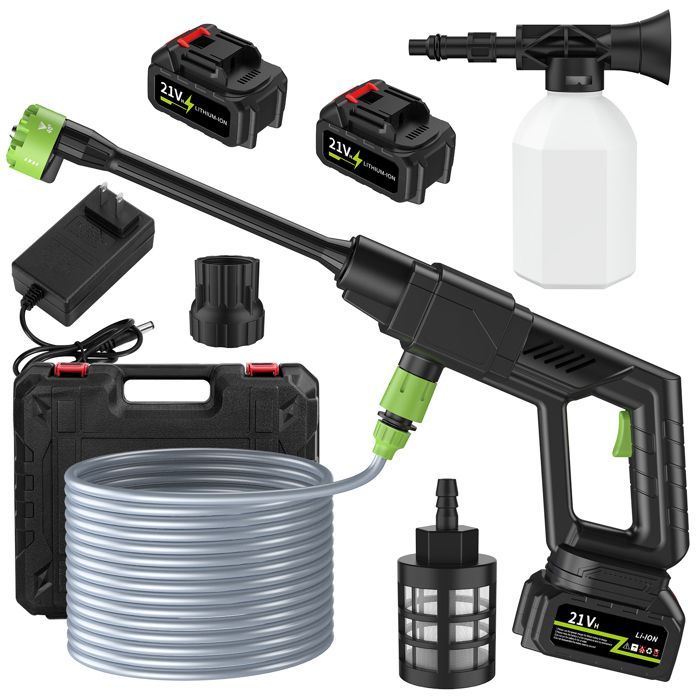 Hidrolimpiadora eléctrica inalámbrica - 500 PSI - Boquillas ajustables 6 en 1 - Funciona con pilas