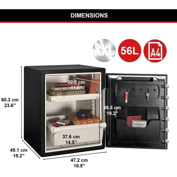 MASTER LOCK Feuer- und wasserfester Tresor (Touchcode + Alarm) 56,5 l