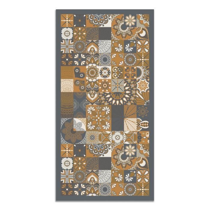 Vinyl Rug - Panorama - Cement Tiles - Orange - 60x200 cm - Durable and Economical