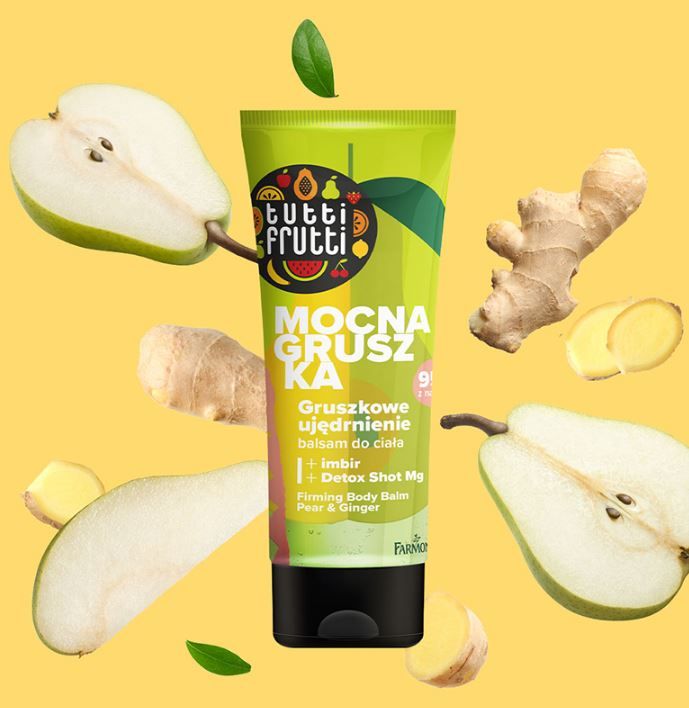 „Tutti Frutti“ kriaušių ir imbiero stangrinamasis kūno balzamas stangrinantis