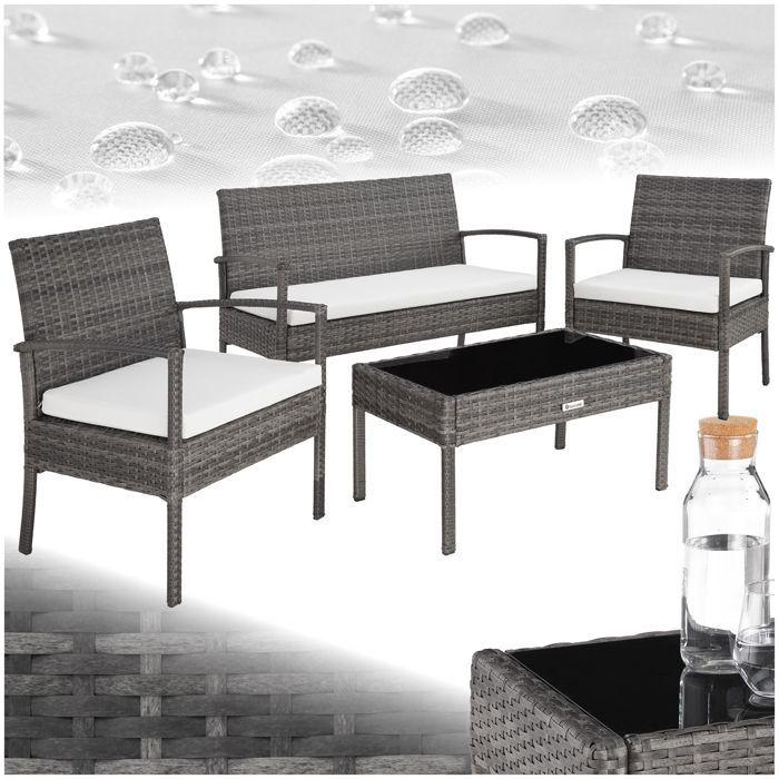 Gartenmöbel - TECTAKE - SPARTE niedrige Outdoor-Lounge-Garnitur mit Aluminiumrahmen und UV-Beständigkeit - Grau