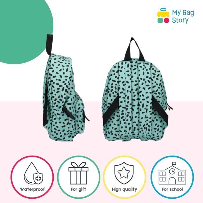 mybagstory - Sac à dos – Ours - Prêt - Vert - Enfant - Ecole - Crèche - Maternelle - Garderie - fille - Taille 31 cm