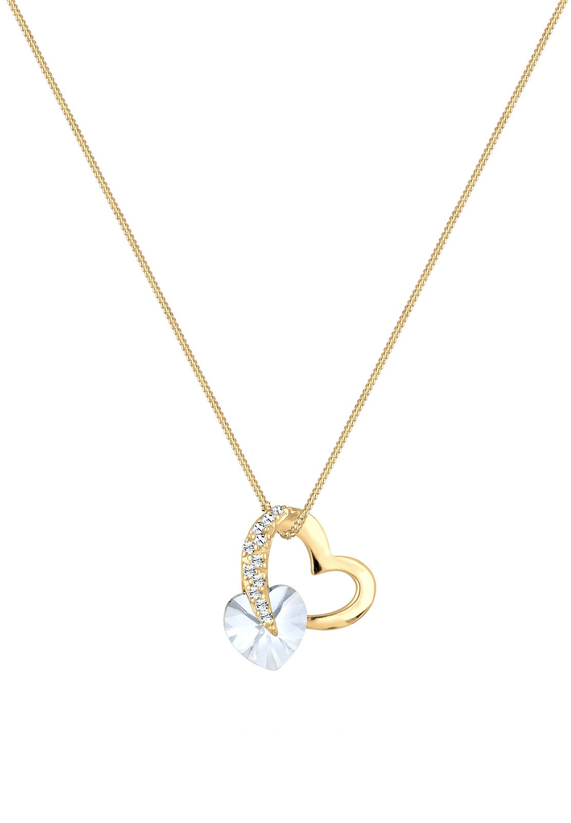 Elli Femme Coeur Glamoureux avec Cristal en Argent Sterling 925