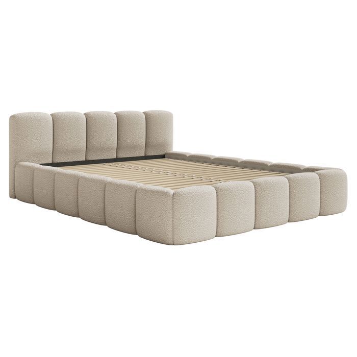 Cama tapizada – Cloudy Low – 200x200 cm – beige claro
