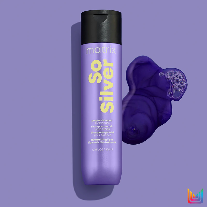 Matrix So Silver shampoo neutraliseert gelige tinten.