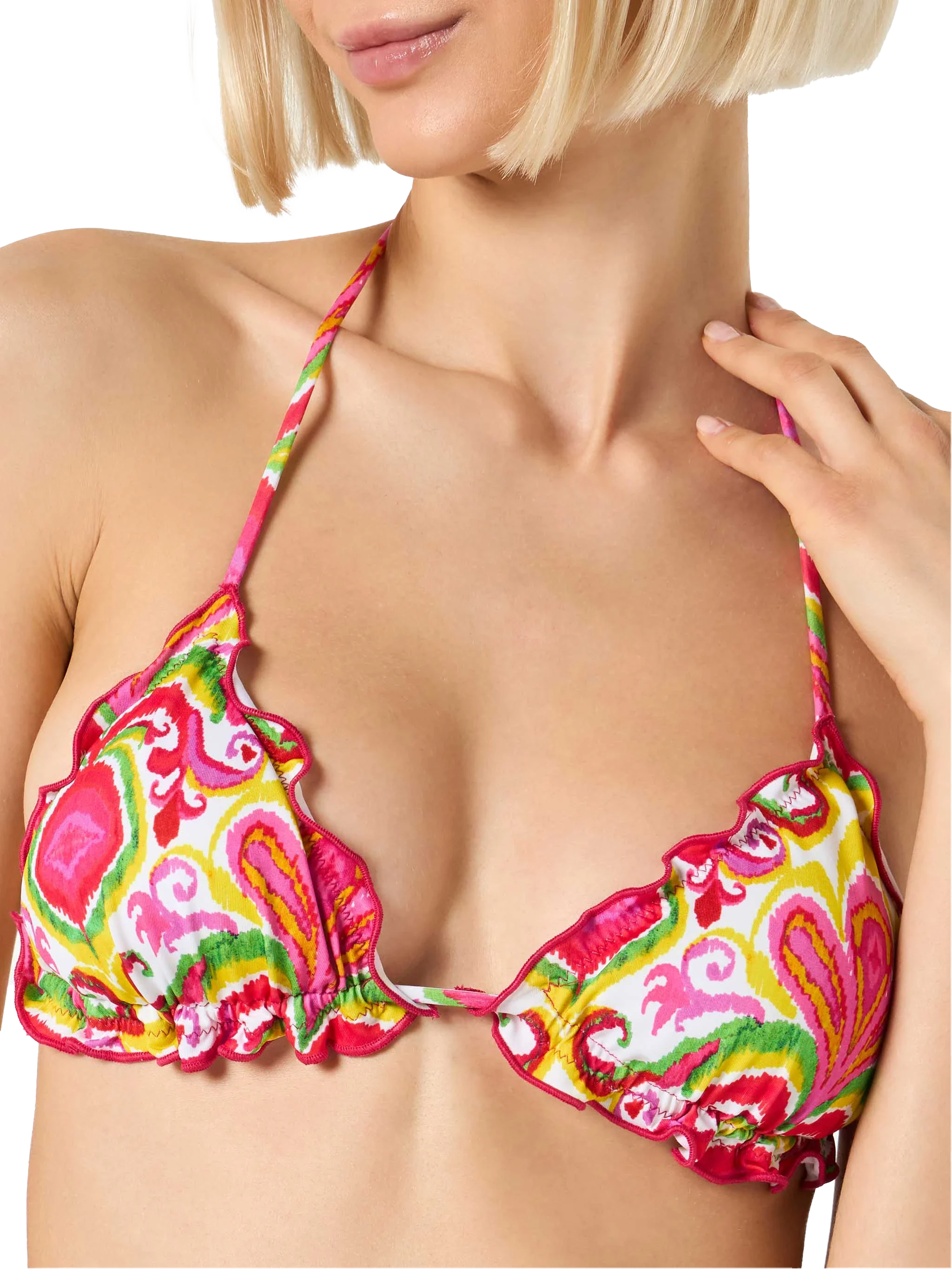 Dames driehoekbikini met ikatprint