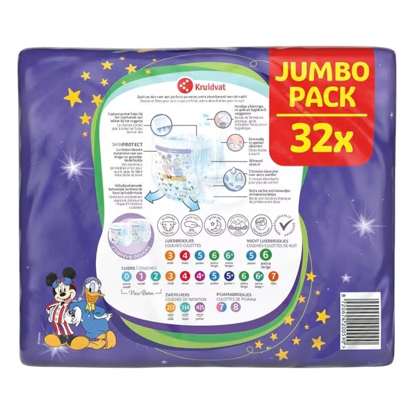 Kruidvat Nočné nohavičky Veľkosť 6XL Plienky Jumbo Balenie 32 kusov