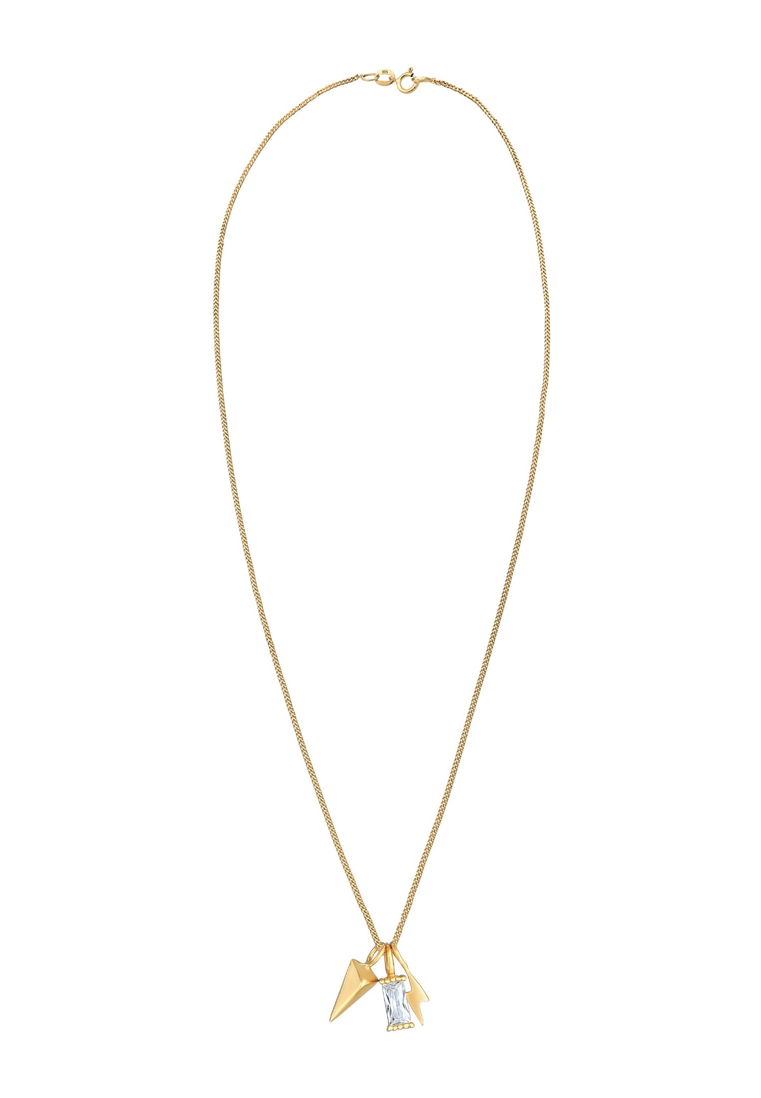 Elli Pendentif femme rectangle flèche de foudre avec cristaux de zircone cubique en argent sterling 925