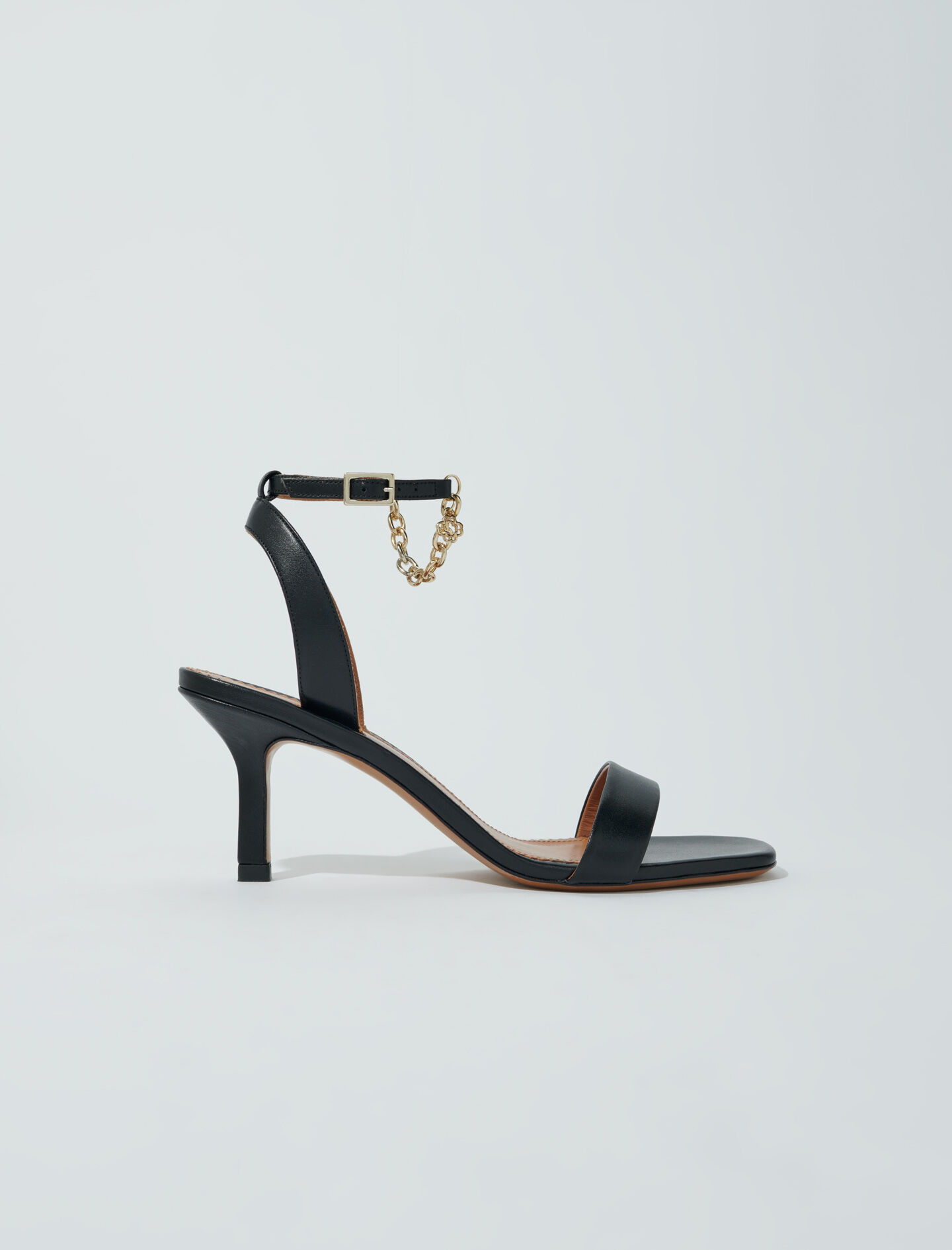 Sandalen met hak van leer - Zwart