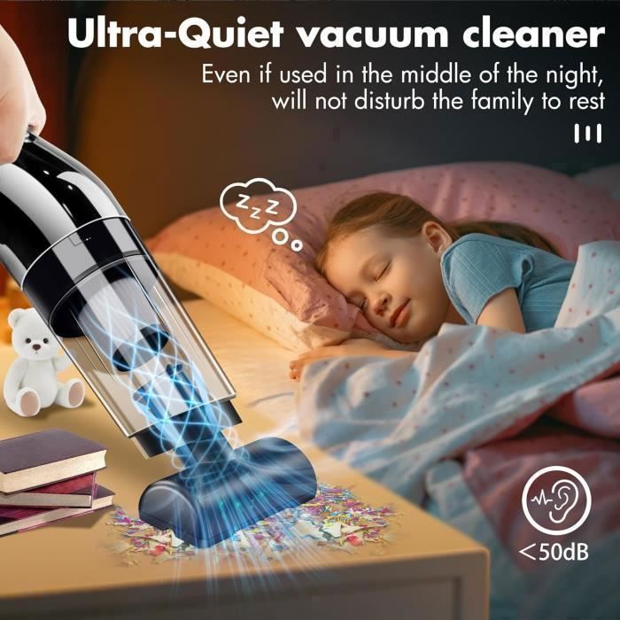 Cordless Car Vacuum Cleaner, Powerful Handheld Vacuum Cleaner, Wet & Dry Mini Portable Vacuum Cleaner for Car, Home, Kitchen