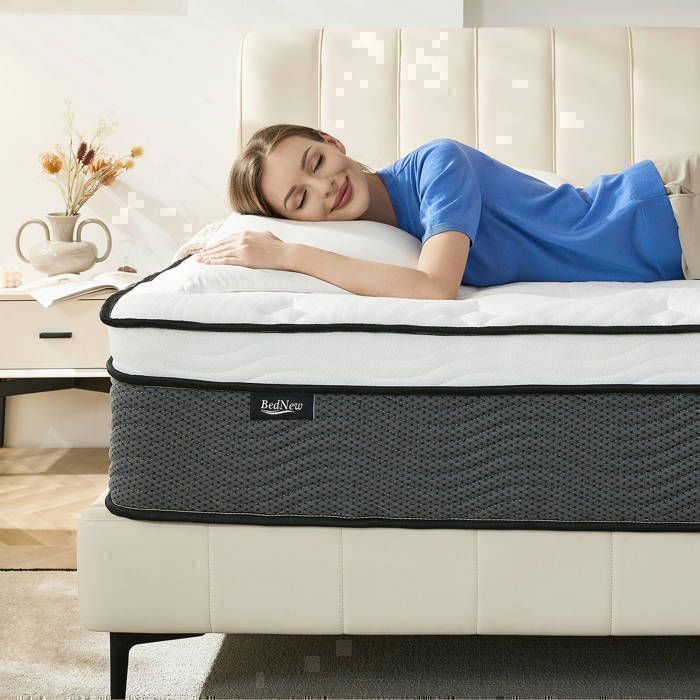 Bednew Hybride Matelas 140x200 cm, Épaisseur 31 cm, H3 Moyenne Ferme, Ressorts Ensaché, Mousse à Mémoire de Forme, Respirabilité