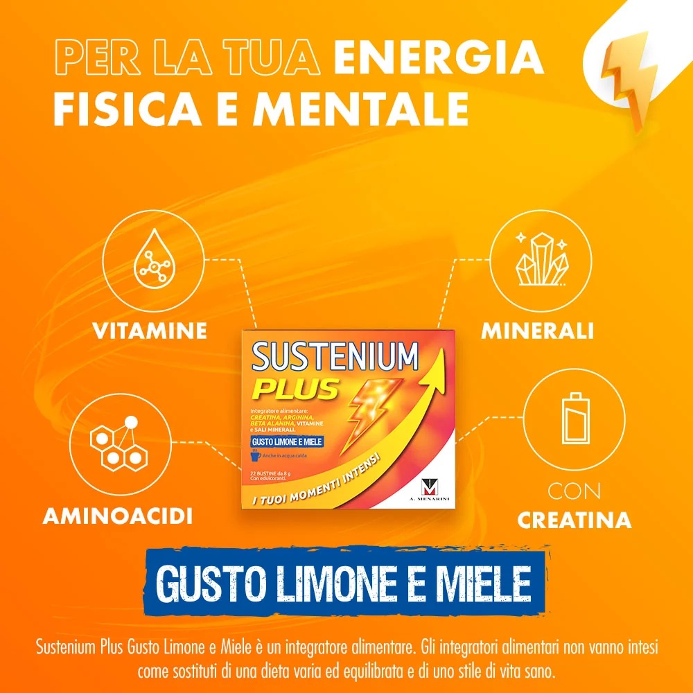 SUSTENIUM Sustenium Plus Citroen en Honing 22 zakjes Voedingssupplement voor fysieke en mentale energie