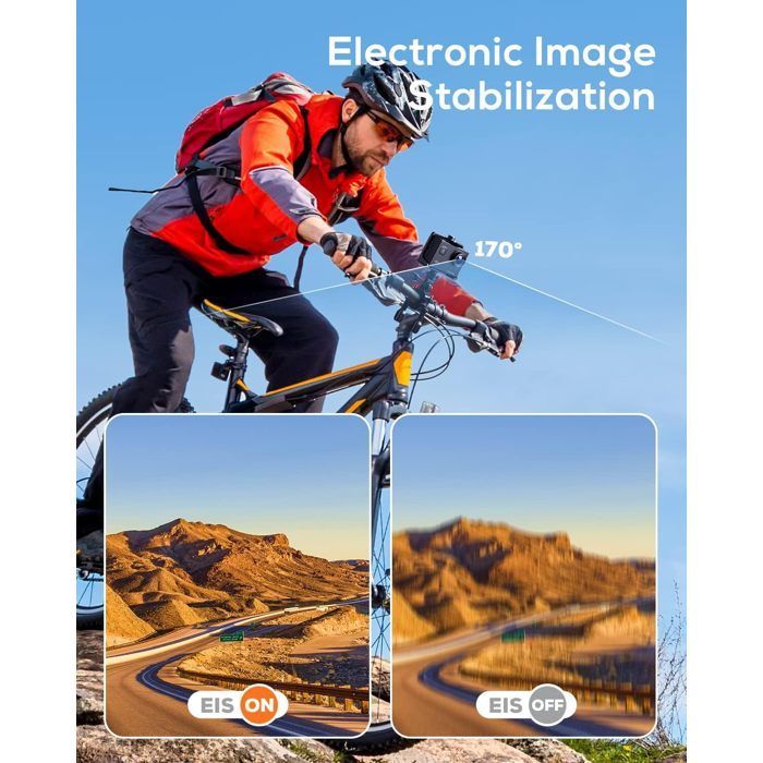 Cámara deportiva WiFi 4K 60fps 24MP - Resistente al agua hasta 40M con estabilización, ideal para viajes y deportes.