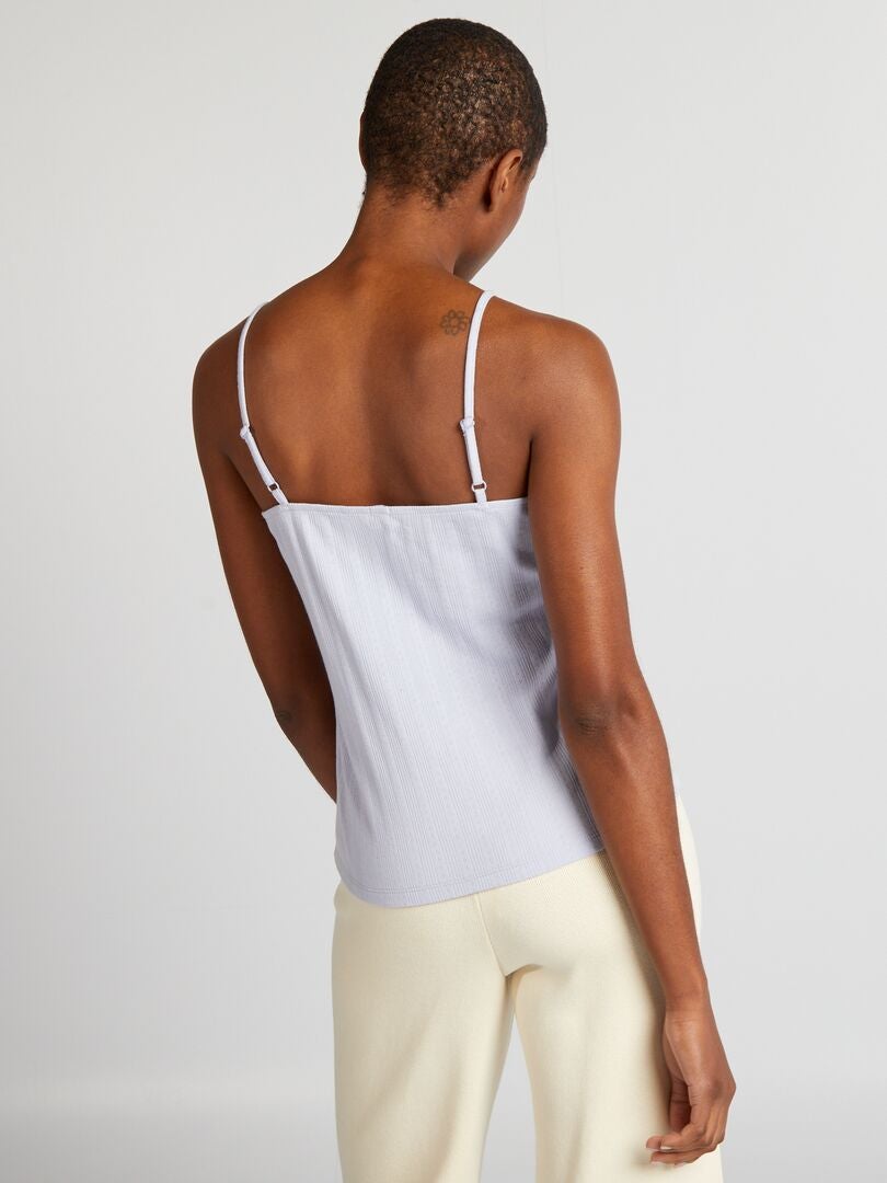 Gebreid pyjamavest met pointelle-patroon - BLAUW