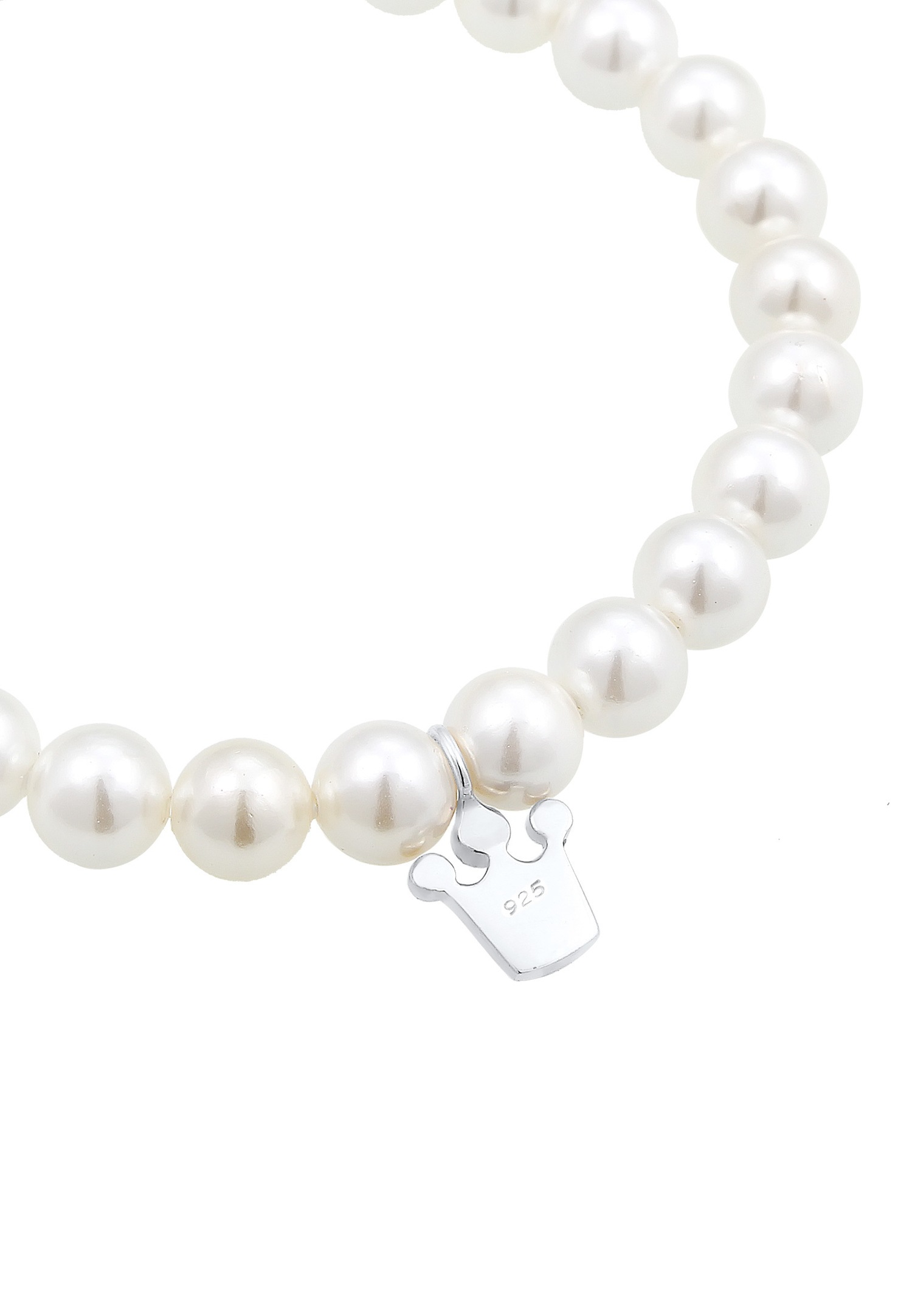 Elli Couronne Émail Pink Perles de Coquillages Cristaux Bracelet Enfants (925/1000) Argent