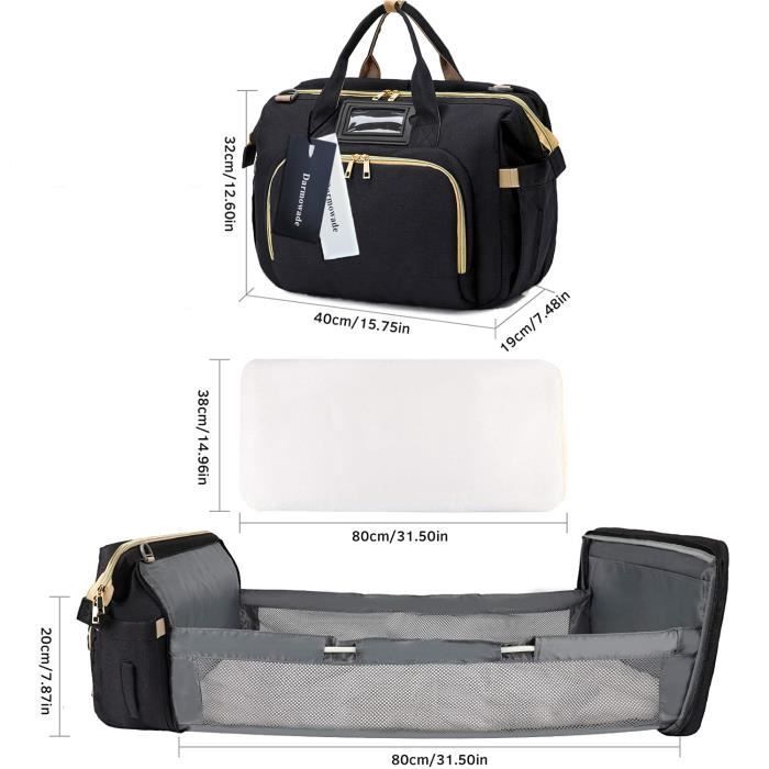 Bolso cambiador para bebé, bolso cambiador multifuncional impermeable, bolso cambiador portátil de viaje con compartimento para cuna.