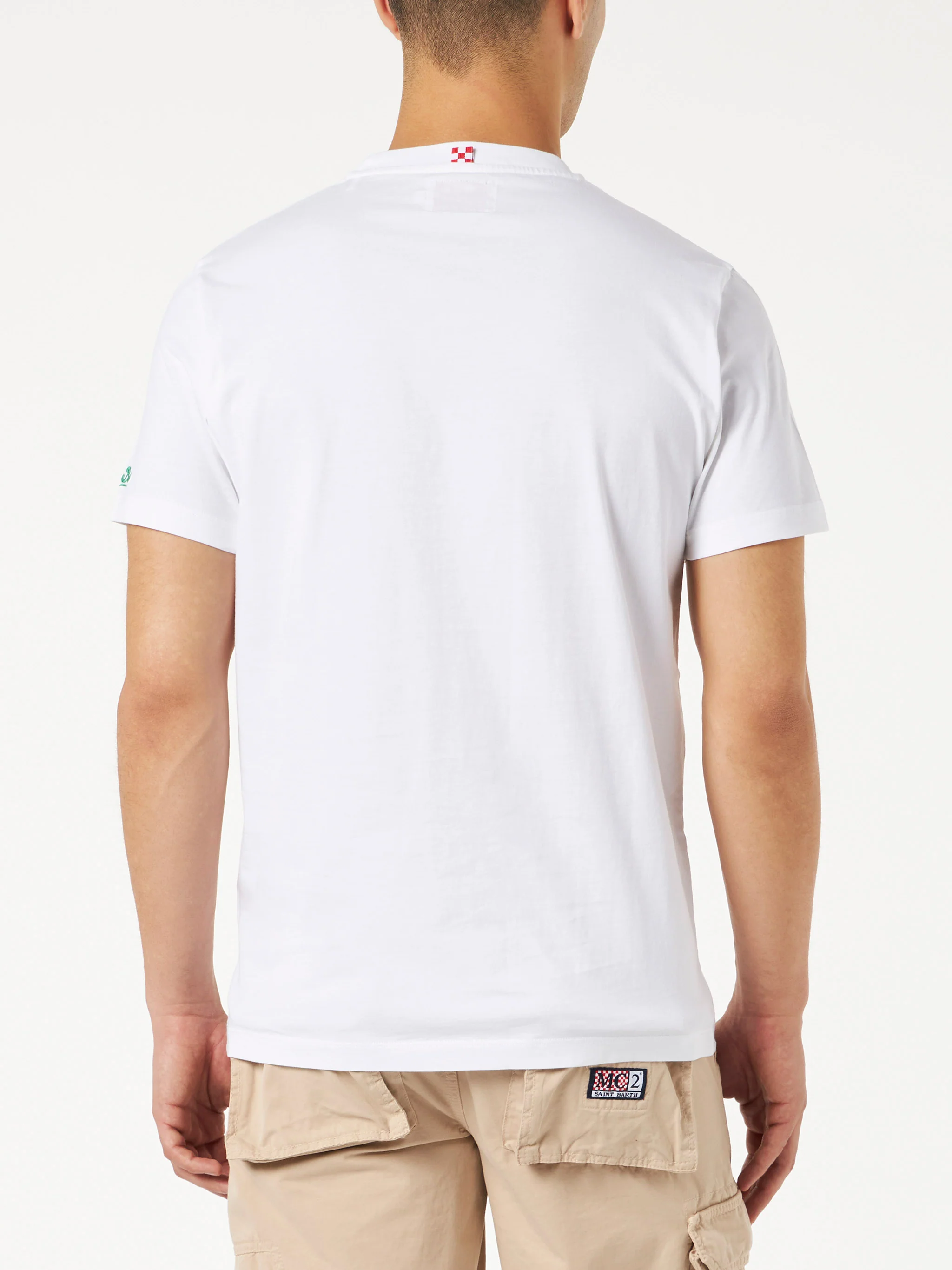 T-shirt van katoen met Pass verde-print
