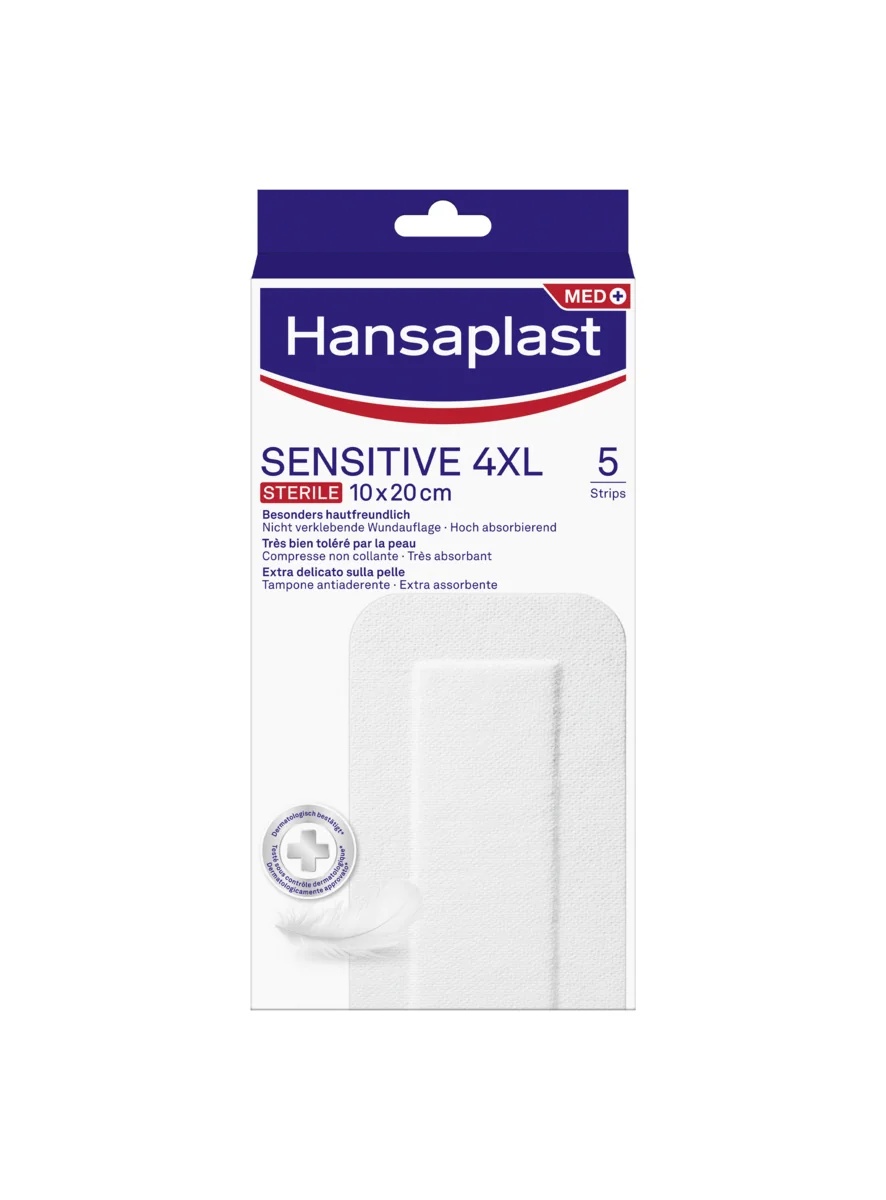 HANSAPLAST Hansaplast Sensitive 4XL 10x20 cm 5 Streifen steril