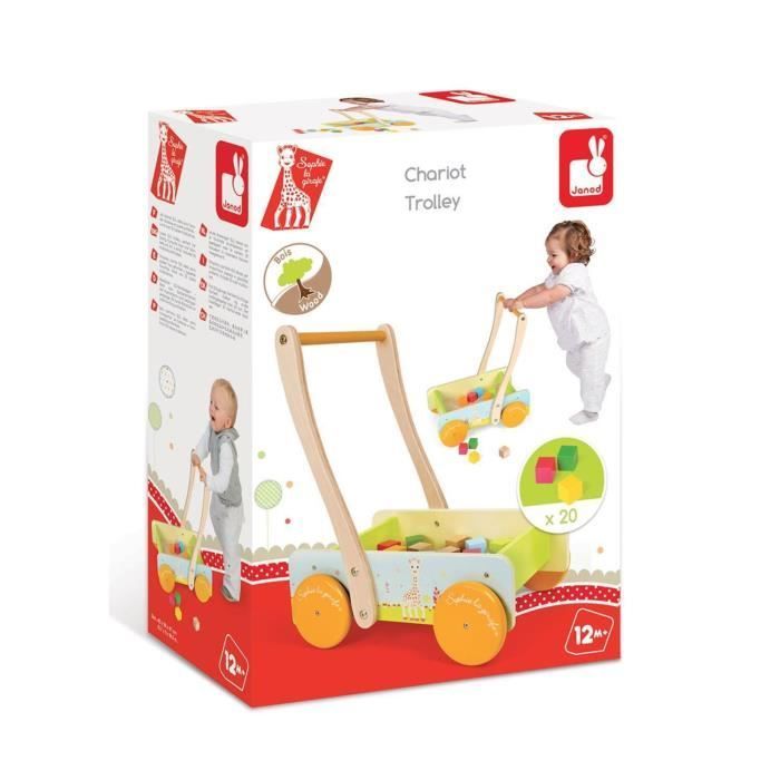 JANOD Walker - Sophie die Giraffe - 20 Holzwürfel - Unisex - Ab 12 Monaten