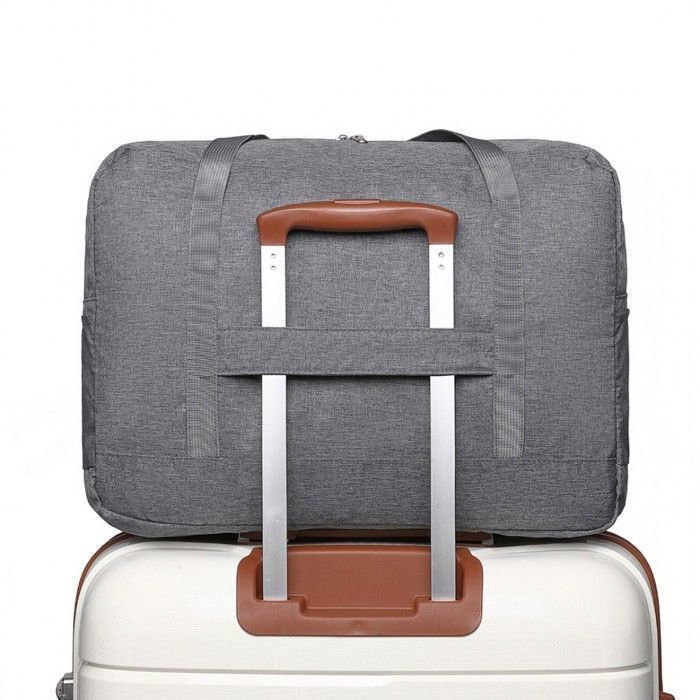 Bolsa de viaje plegable Kono, bolsa de cabina de 45x32x14cm, bolsa deportiva plegable grande con múltiples bolsillos, impermeable y resistente al desgaste, color gris.