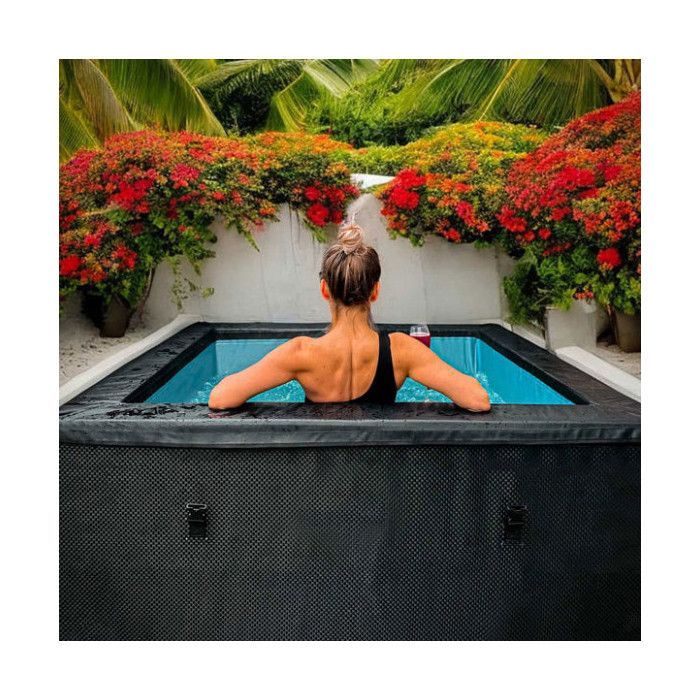 Spa semirrígido Netspa Idaho - 6 plazas, color negro carbón, 70/90 cm, chorros de masaje Airjets