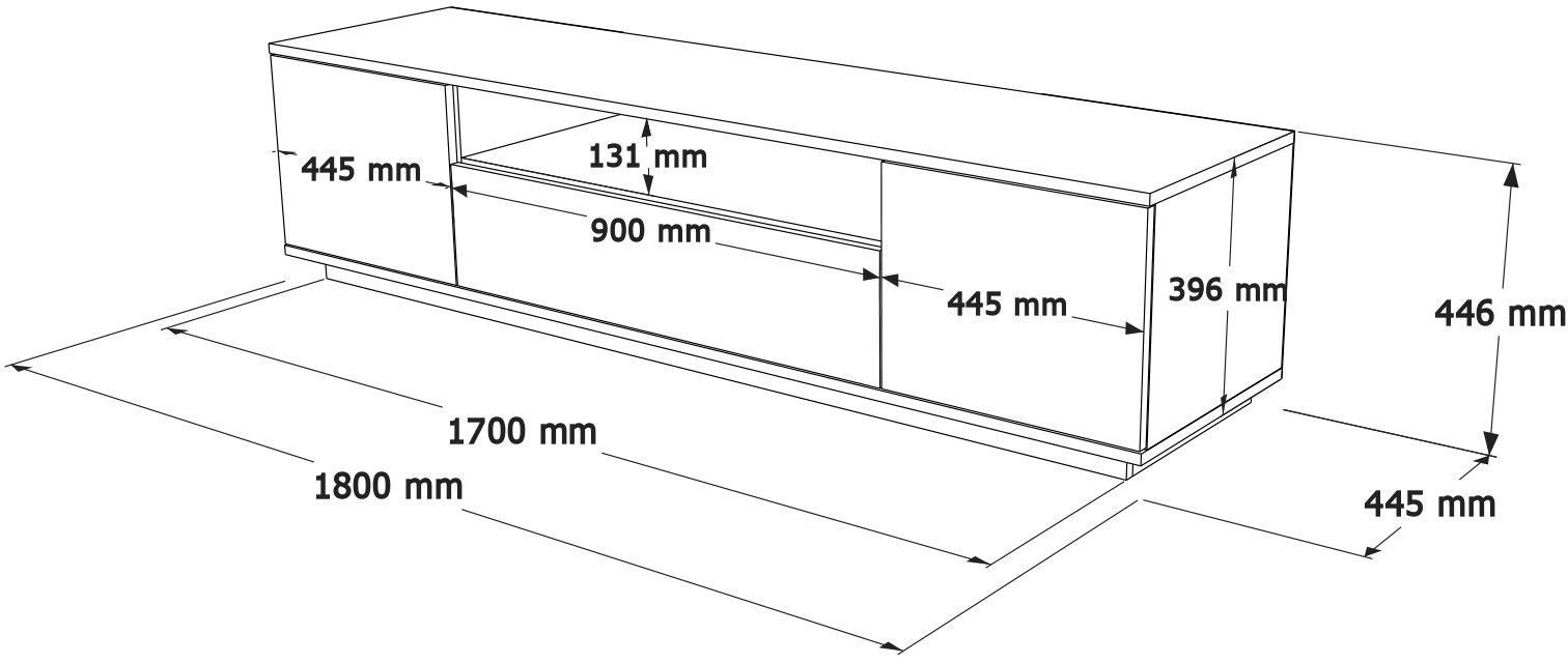 Mueble para TV - FR7 - Pino atlántico / Blanco - 180 x 45 x 45 cm