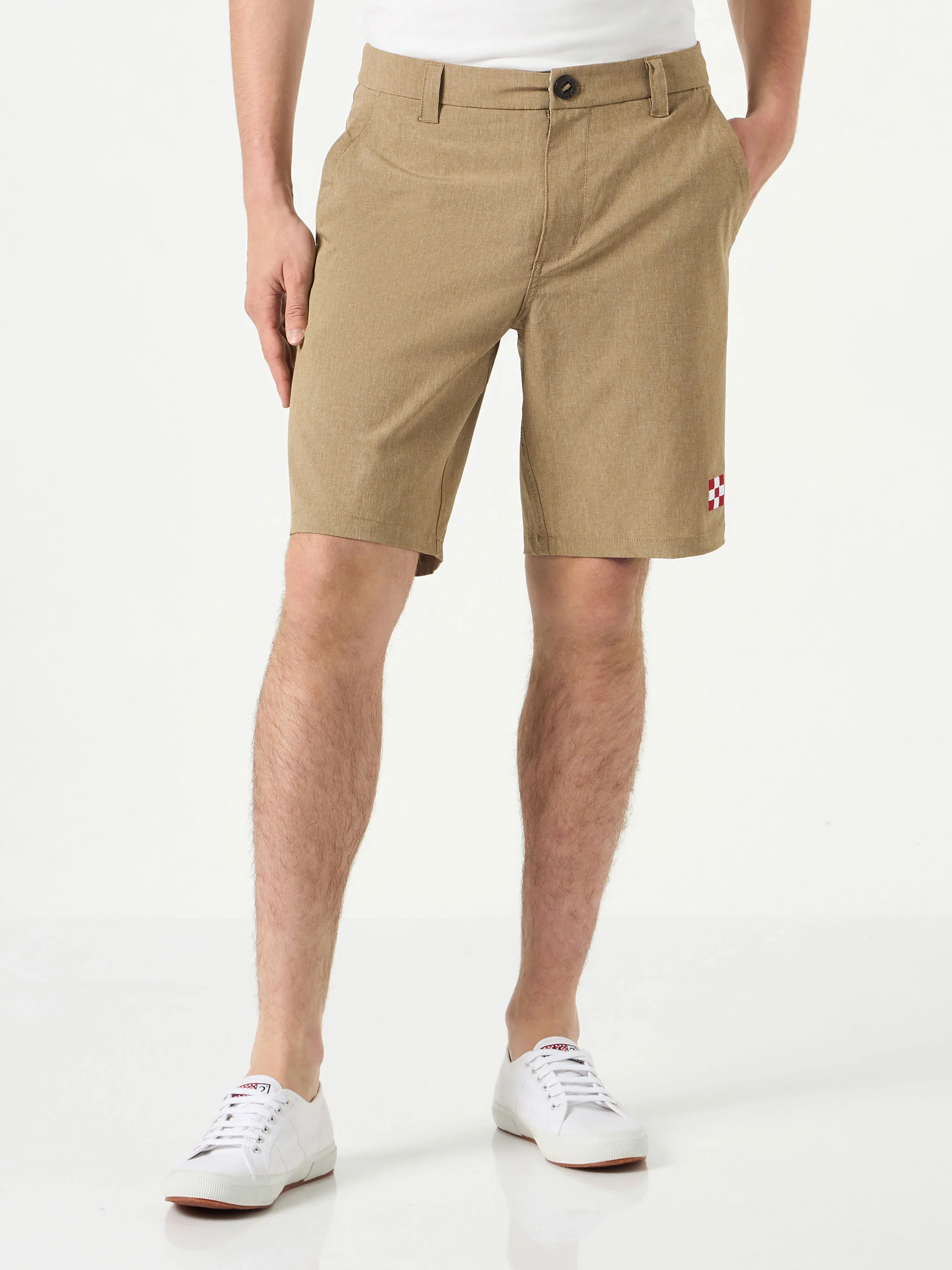 Herenbermuda van beige ripstopstof